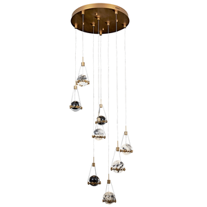 Gina Crystal Ball Ceiling Staircase Chandelier, Foyer Chandelier - Oasislives