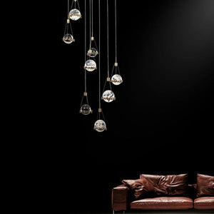 Gina Crystal Ball Ceiling Staircase Chandelier, Foyer Chandelier - Oasislives