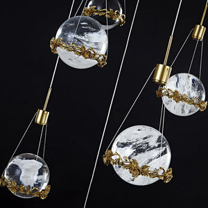 Gina Crystal Ball Ceiling Staircase Chandelier, Foyer Chandelier - Oasislives