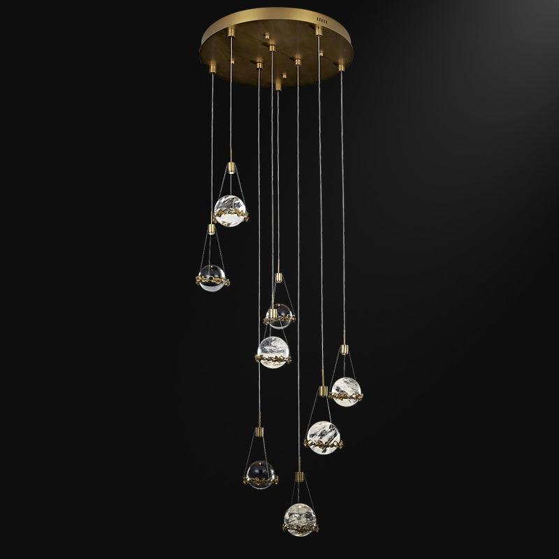 Gina Crystal Ball Ceiling Staircase Chandelier, Foyer Chandelier - Oasislives