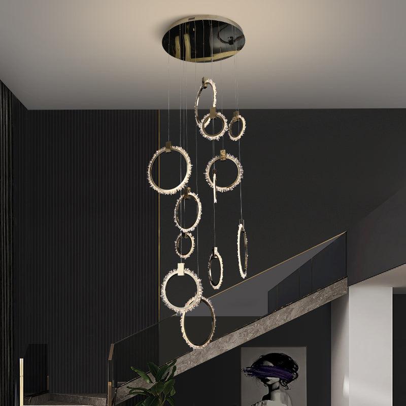 Gina Crystal Champagne Gold Staircase Chandelier - Oasislives
