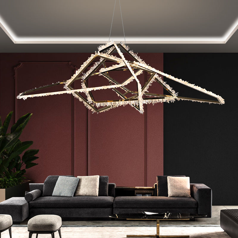 Gina Irregular Modern Living Room Rock Crystal Chandelier - Oasislives
