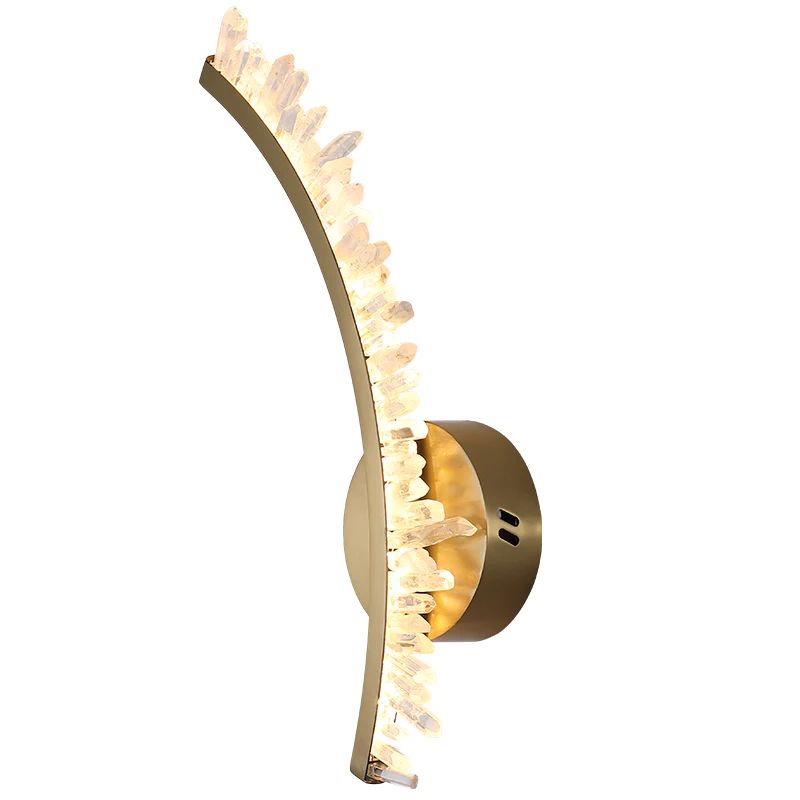 Gina Rock Crystal Bracket Wall Sconce(Silver Finish) - Oasislives