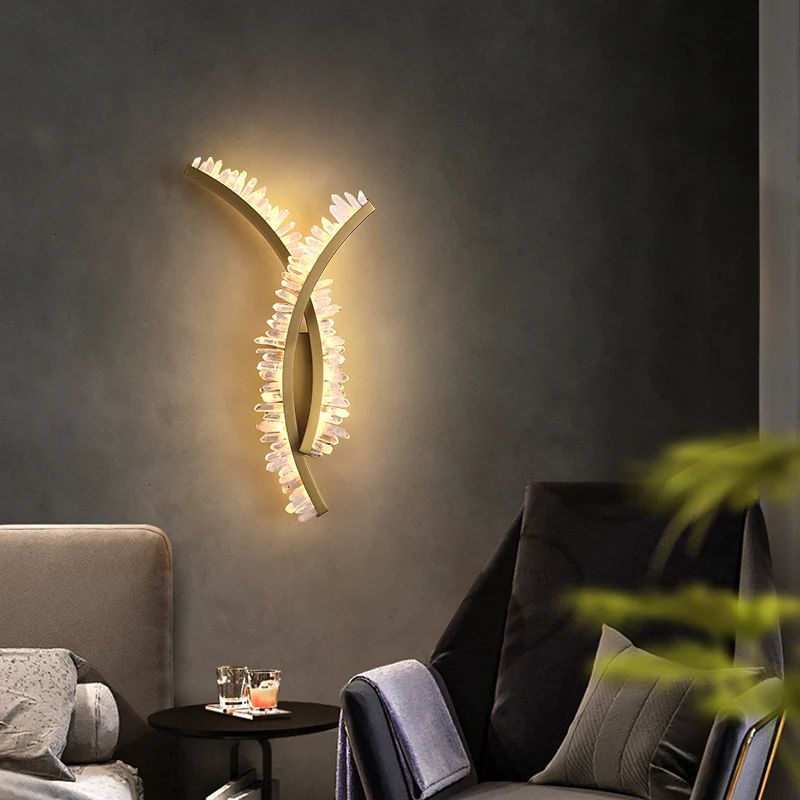 Gina Rock Crystal Bracket Wall Sconce(Silver Finish) - Oasislives