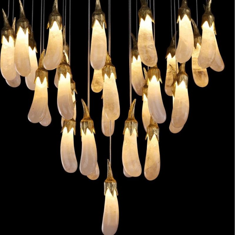 Gina Rock Crystal Eggplant Pendant Light - Oasislives