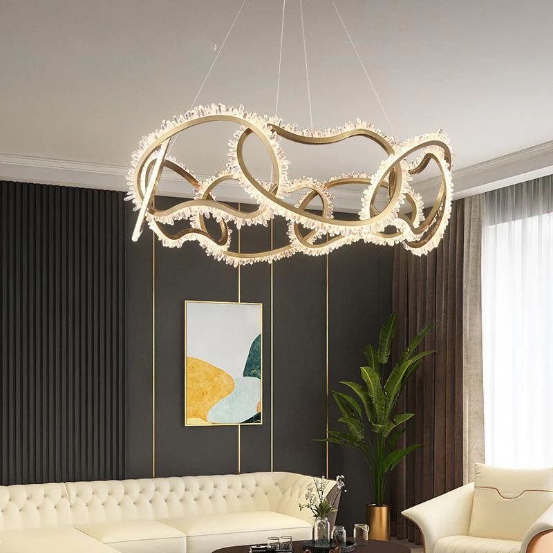 Gina Rock Crystal Multi Ring Chandelier - Oasislives