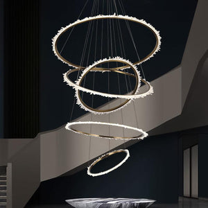 Gina Rock Crystal Multi Rings Chandelier For Staircase - Oasislives