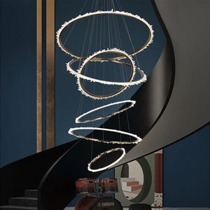 Gina Rock Crystal Multi Rings Chandelier For Staircase - Oasislives