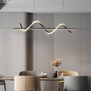 Gina Spiral Rock Crystal Chandelier,Linear Dining Room Chandelier - Oasislives