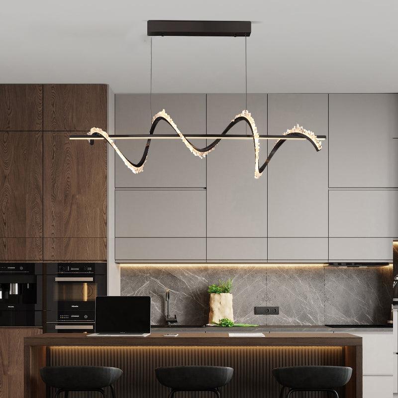 Gina Spiral Rock Crystal Chandelier,Linear Dining Room Chandelier - Oasislives