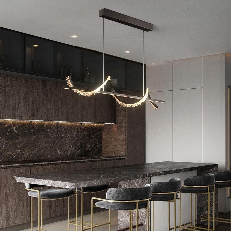Gina Spiral Rock Crystal Chandelier,Linear Dining Room Chandelier - Oasislives