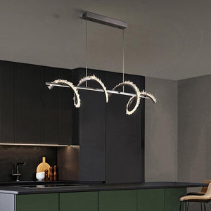 Gina Spiral Rock Crystal Chandelier,Linear Dining Room Chandelier - Oasislives