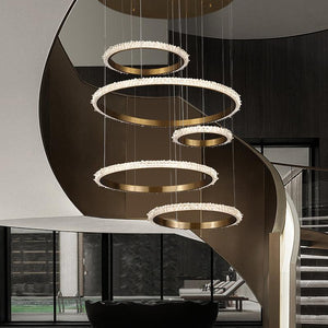 Gina Staircase K9 Crystal Ring Chandelier - Oasislives