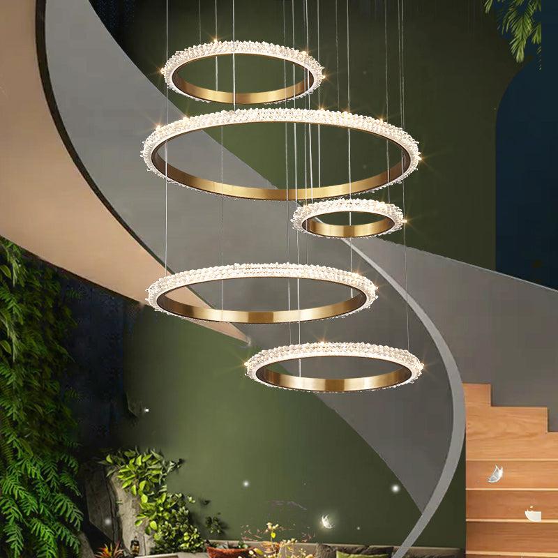 Gina Staircase K9 Crystal Ring Chandelier - Oasislives