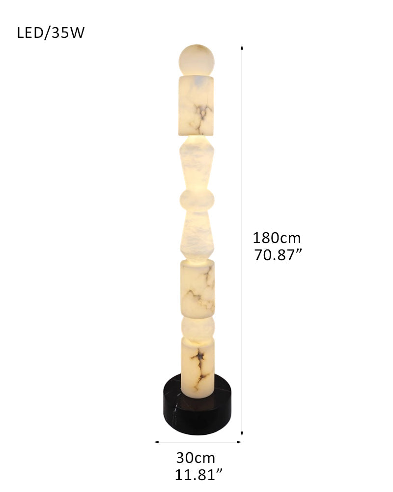 LED Standing long Floor Lamp 71" Height for bedroom | Octagonal Joint Alabaster Shade
