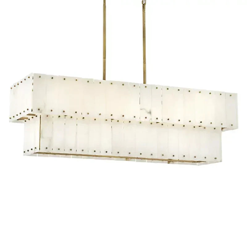 Simone Alabaster Linear 2-Tier Chandelier
