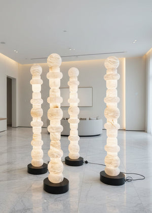 Modern White Alabaster High Standing Floor Lamp with geometric modeling design, Heigh 160cm,40W - Oasislives