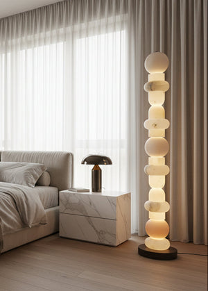 Modern White Alabaster High Standing Floor Lamp with geometric modeling design, Heigh 160cm,40W - Oasislives