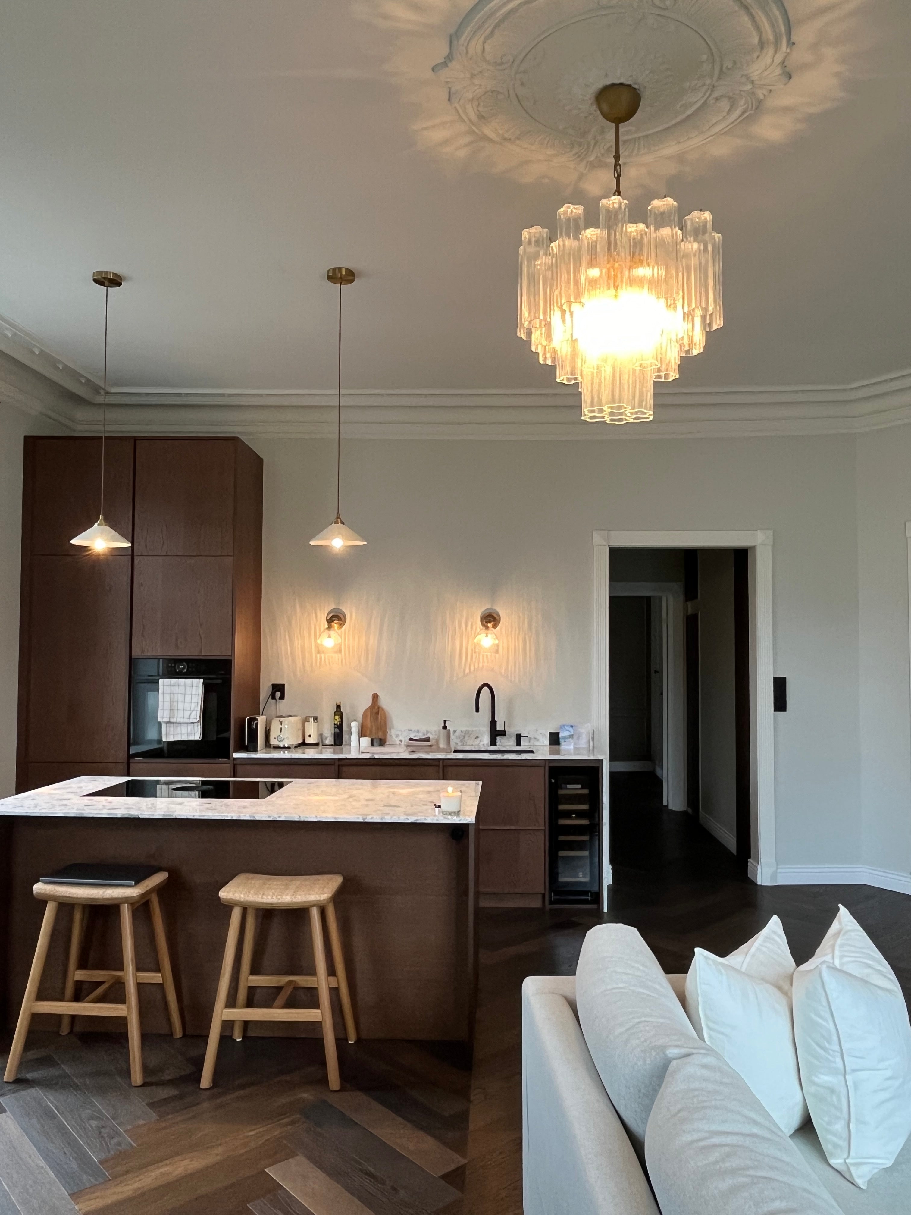 Murano Chandelier 36 Clear Glass Tubes