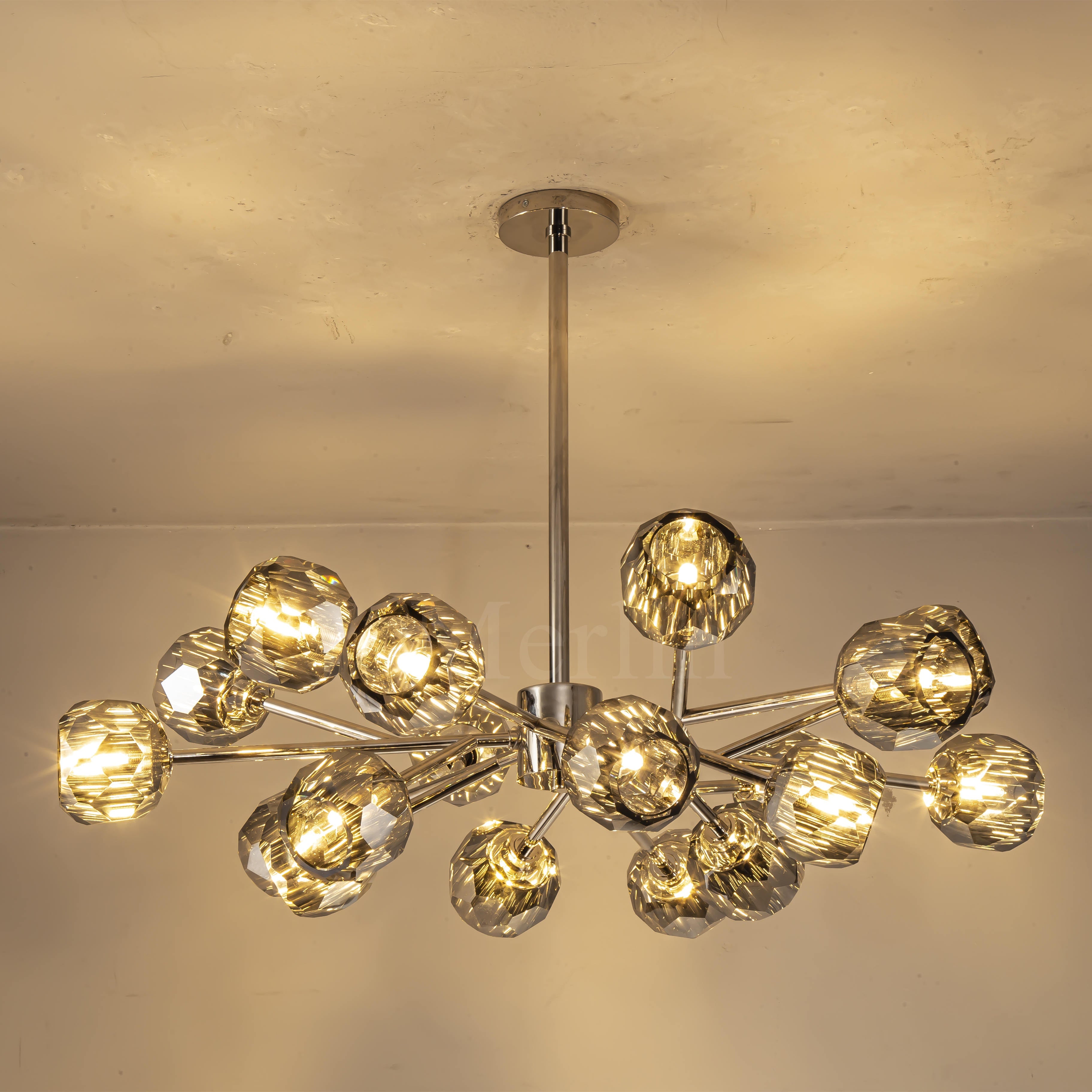 Modern Smoke Crystals Ball Round Chandelier