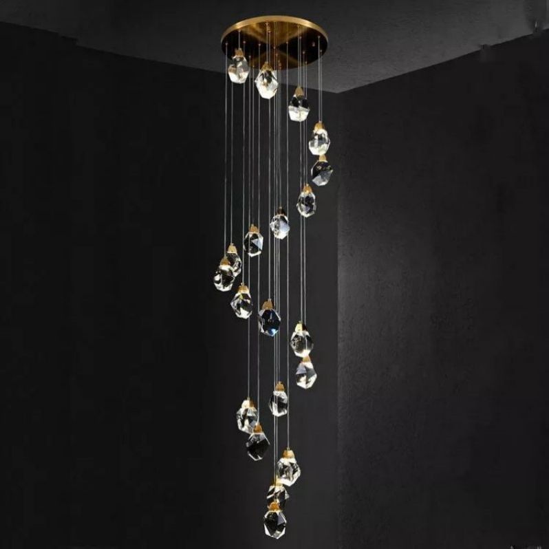Irene Faceted Crystal Prisms Chandeliers For Staircase - Oasislives