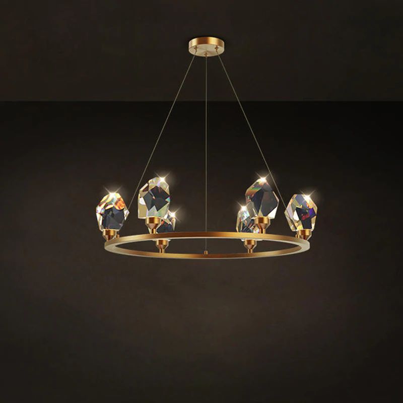 Irene Faceted Crystal Prisms Round Chandelier - Oasislives