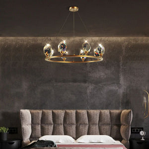 Irene Faceted Crystal Prisms Round Chandelier - Oasislives