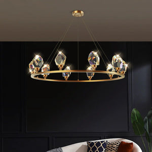 Irene Faceted Crystal Prisms Round Chandelier - Oasislives