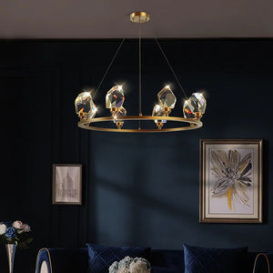 Irene Faceted Crystal Prisms Round Chandelier - Oasislives