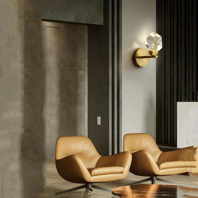 Irene Faceted Crystal Prisms Short Wall Sconce - Oasislives