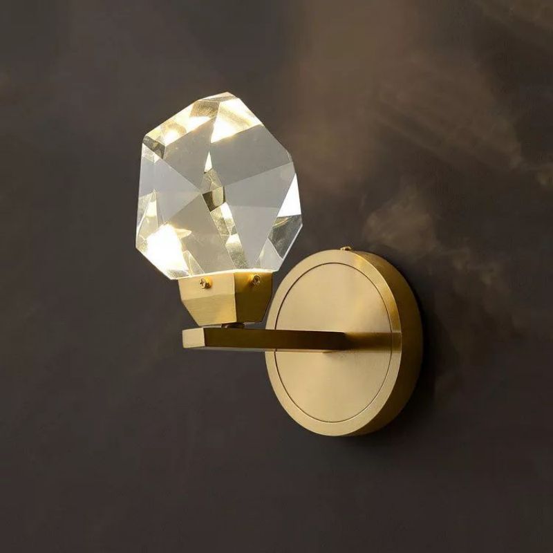 Irene Faceted Crystal Prisms Short Wall Sconce - Oasislives