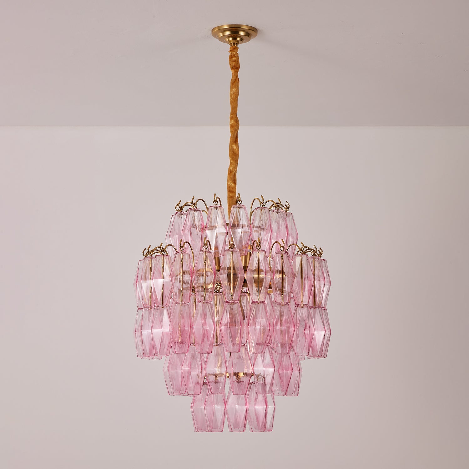 Pink Murano Glass Prism Chandelier