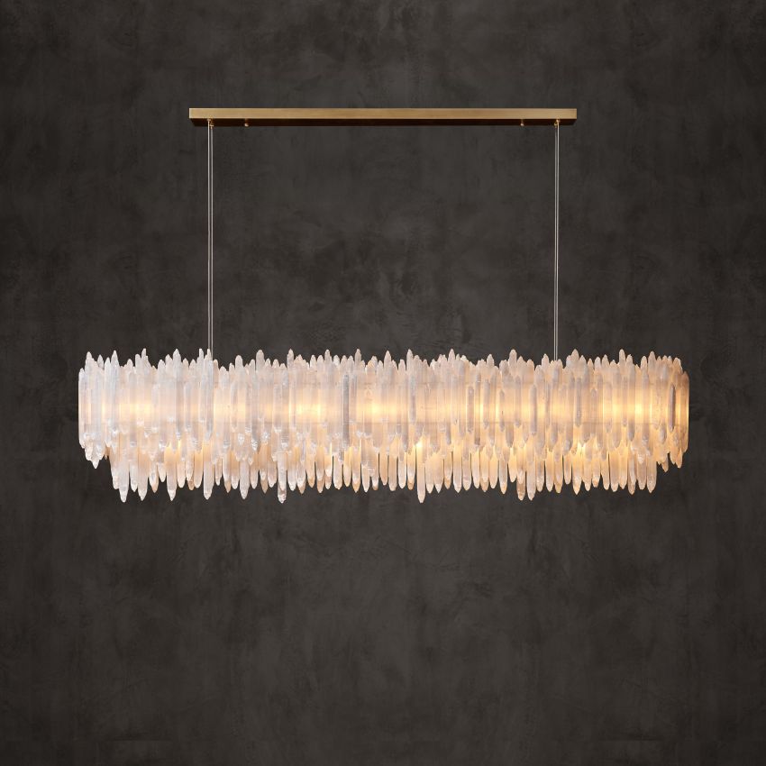 Selenite Layer Rectangular Chandelier 54" 72"
