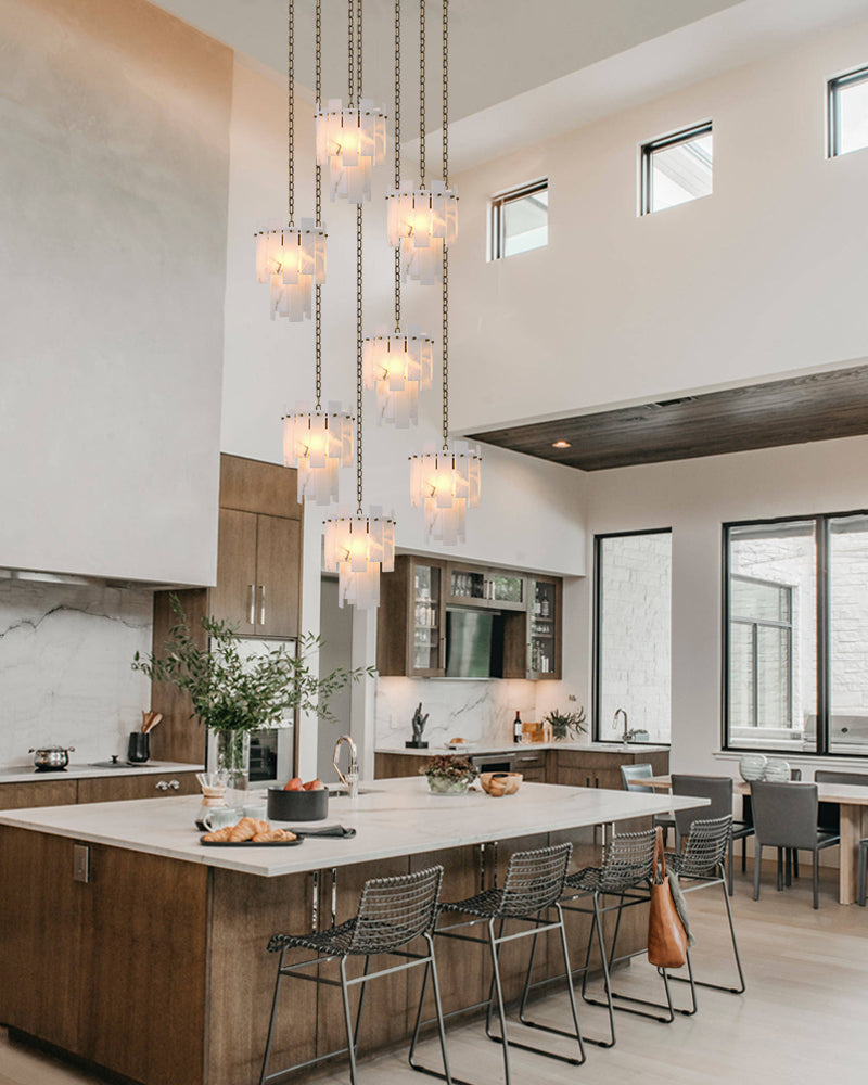 3/5/7-light Tired Alabaster marble Cluster Chandelier 13" with adjustable chain