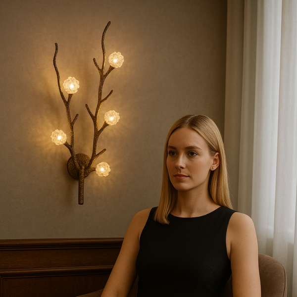 White Quartz Ceramic Branch Wall Sconce