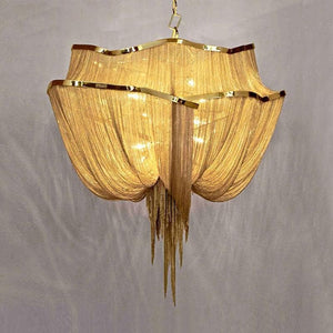 Pensy Luxury Double-Layer Aluminum Chain Tassel Chandelier - Oasislives