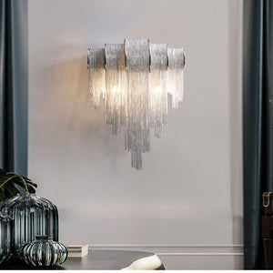 Pensy Luxury Plated Aluminum Chain Tassel Wall Sconce - Oasislives