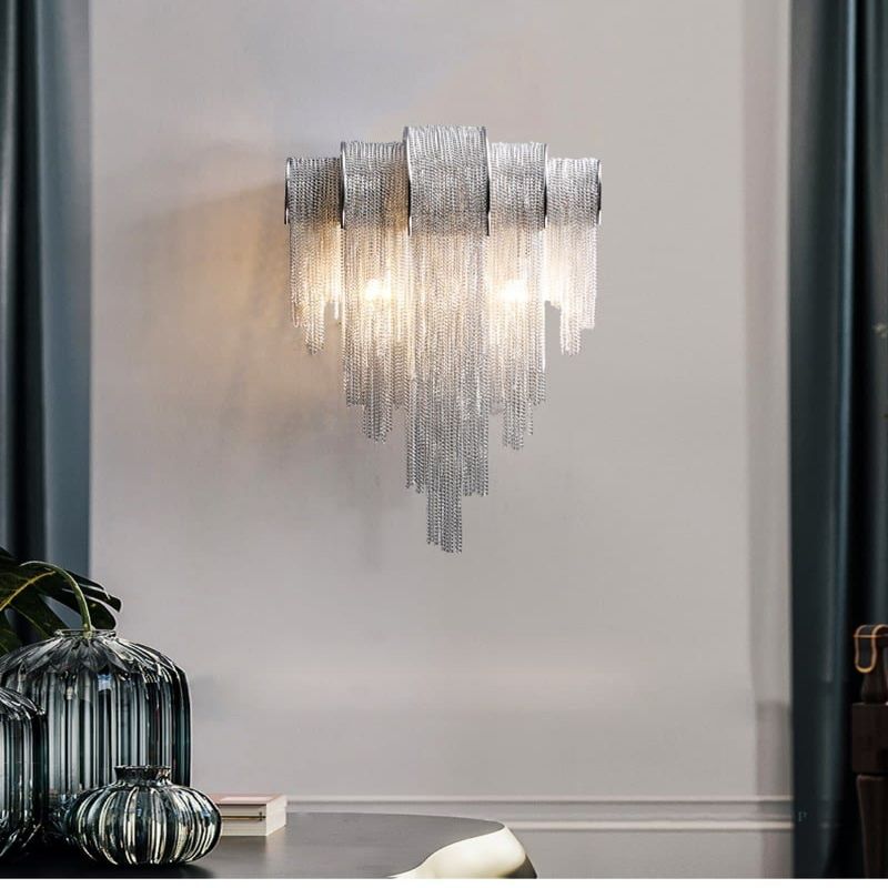 Pensy Luxury Plated Aluminum Chain Tassel Wall Sconce - Oasislives