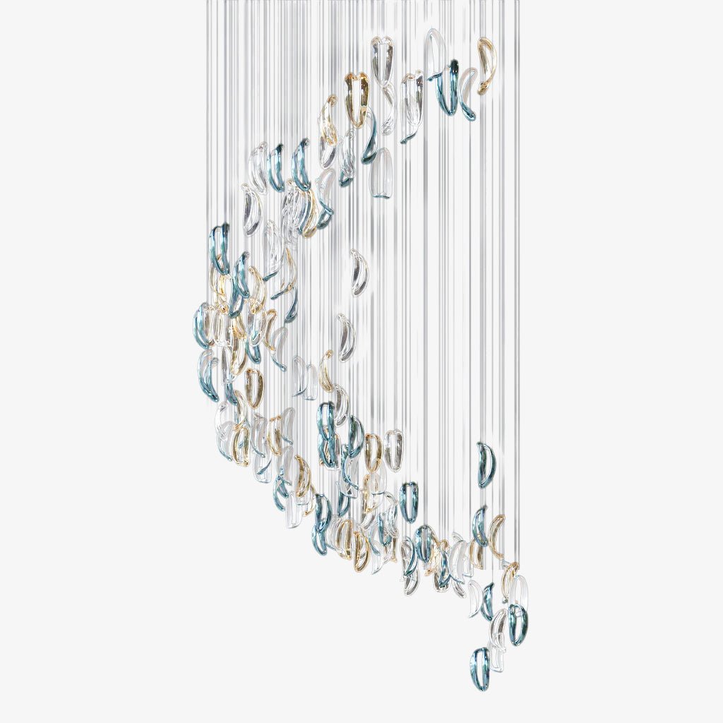 Aqua Ripple Glass Art Customize Chandelier