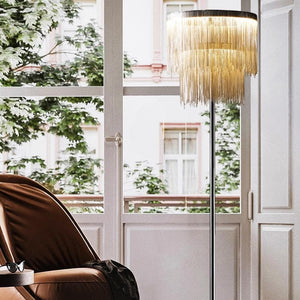 Pensy Luxury Hardware Aluminum Chain Tassel Floor Lamp - Oasislives