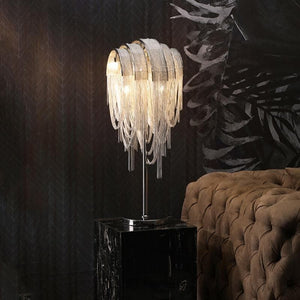 Pensy Luxury Hardware Aluminum Chain Tassel Table Lamp - Oasislives
