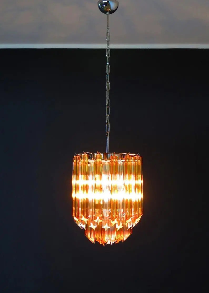 Murano Chandelier – 47 prisms – Amber/Transparent