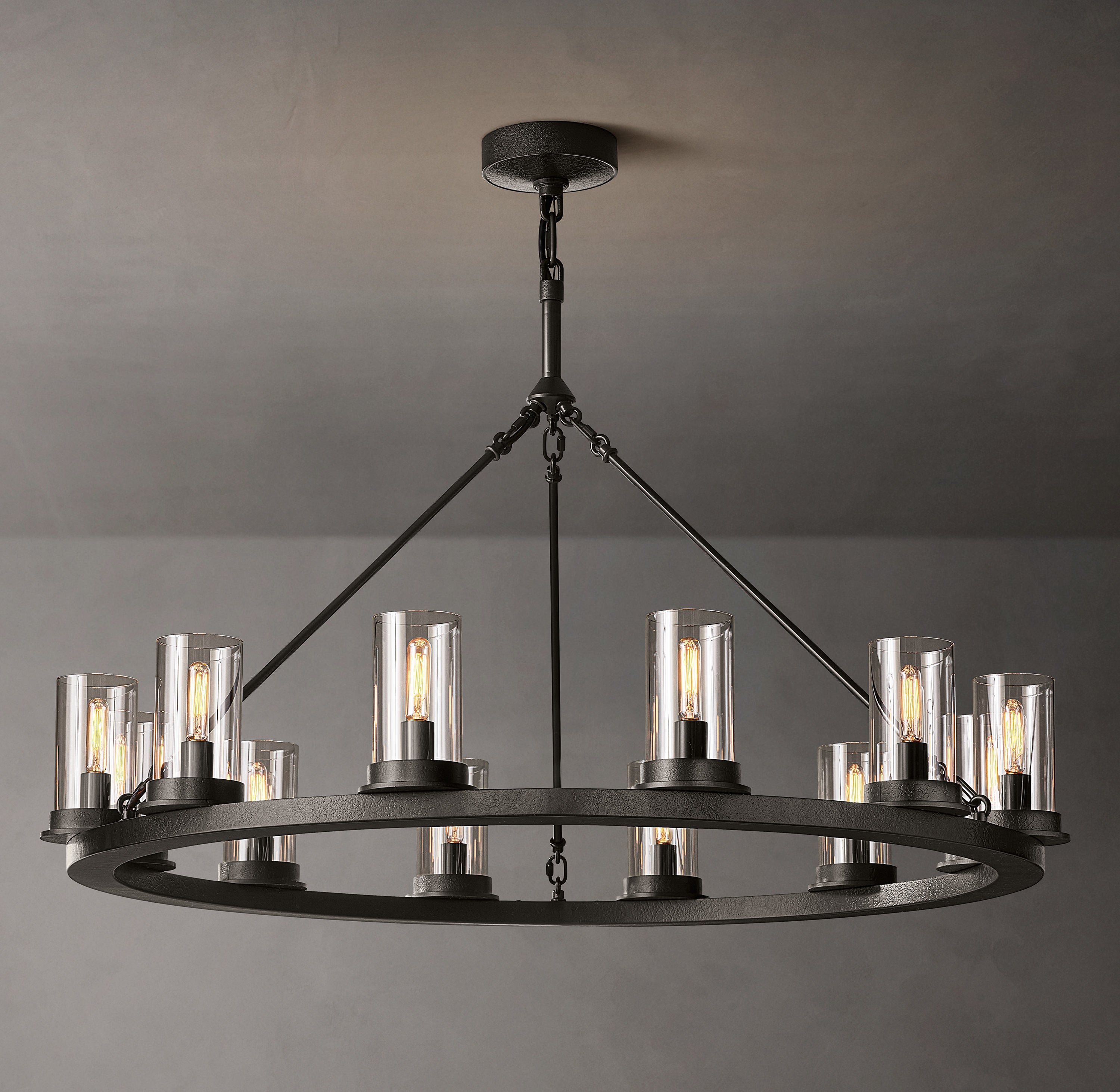 Onder Round Clear Glass Chandelier 36"