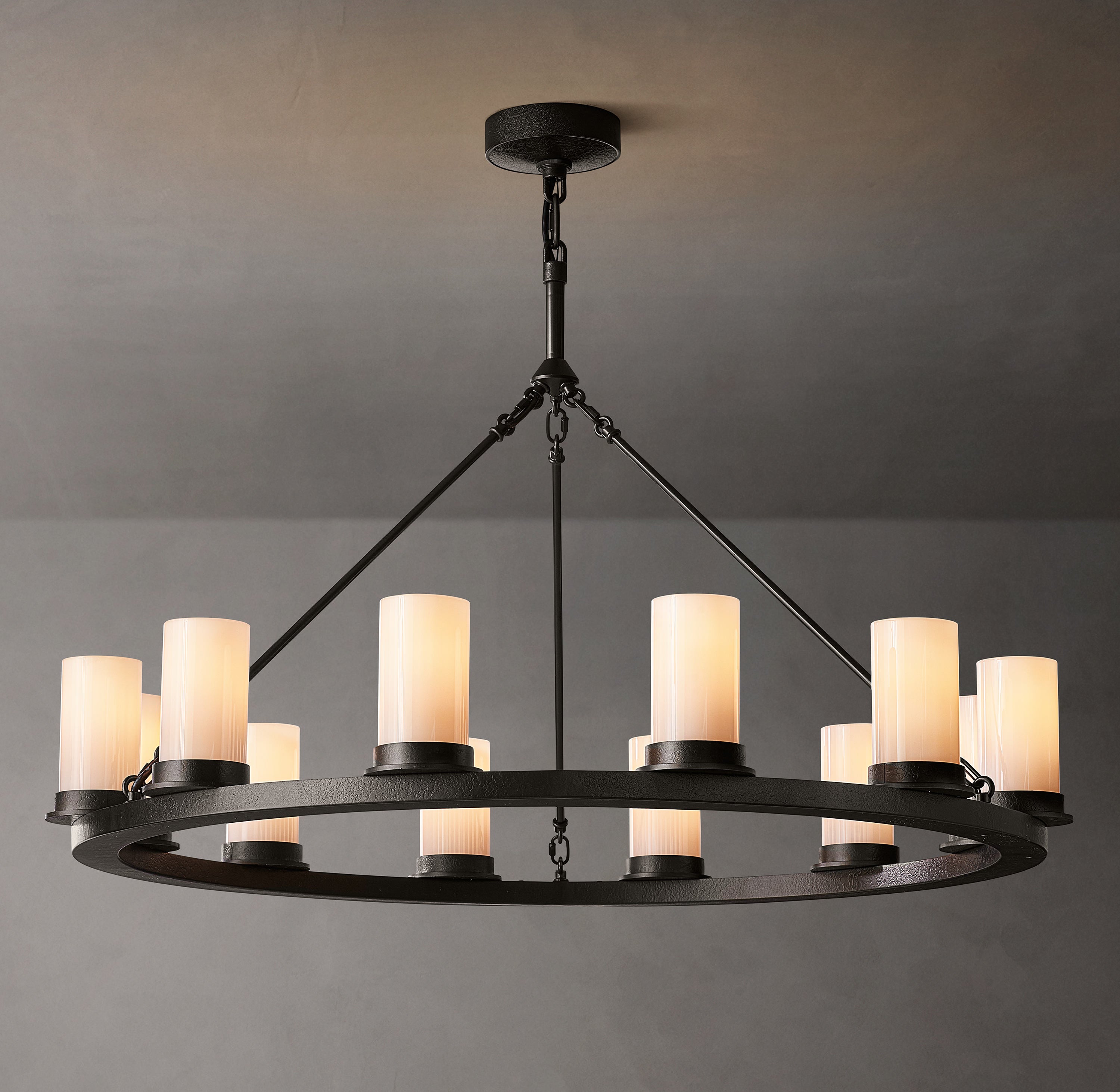 Onder Round Milk Glass Chandelier 36"