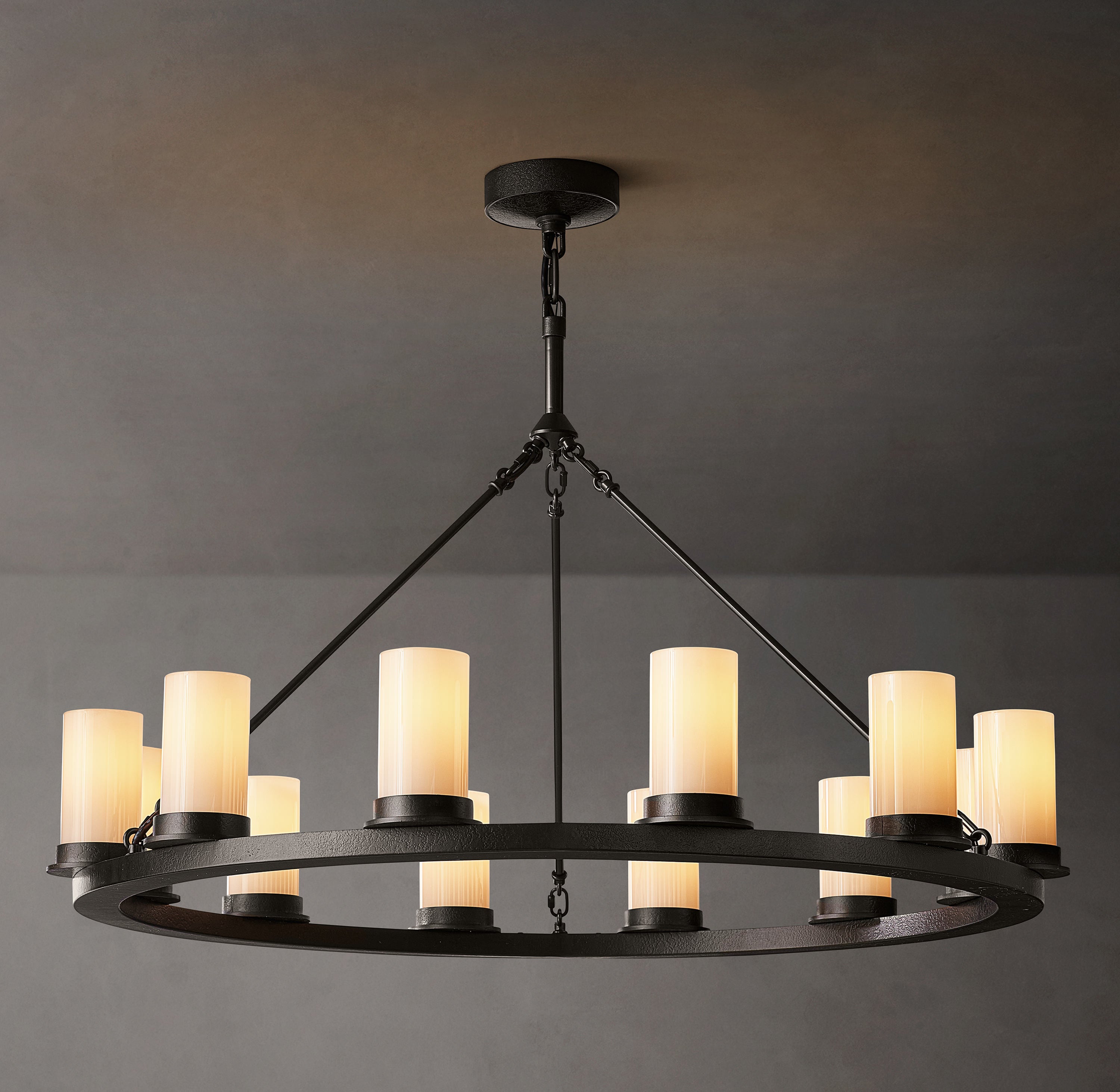 Onder Round Milk Glass Chandelier 36"