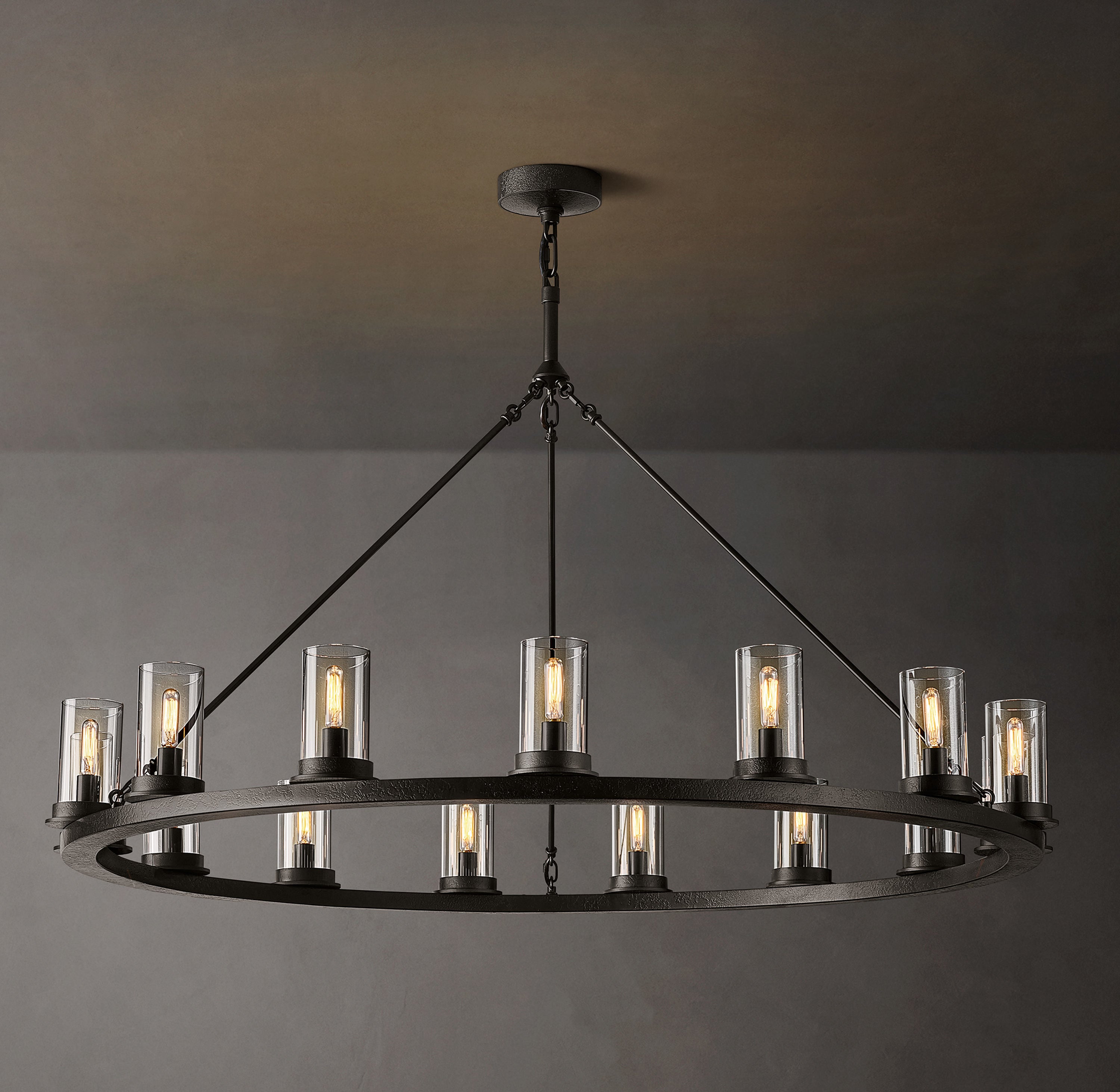 Onder  Round Clear Glass Chandelier 48"