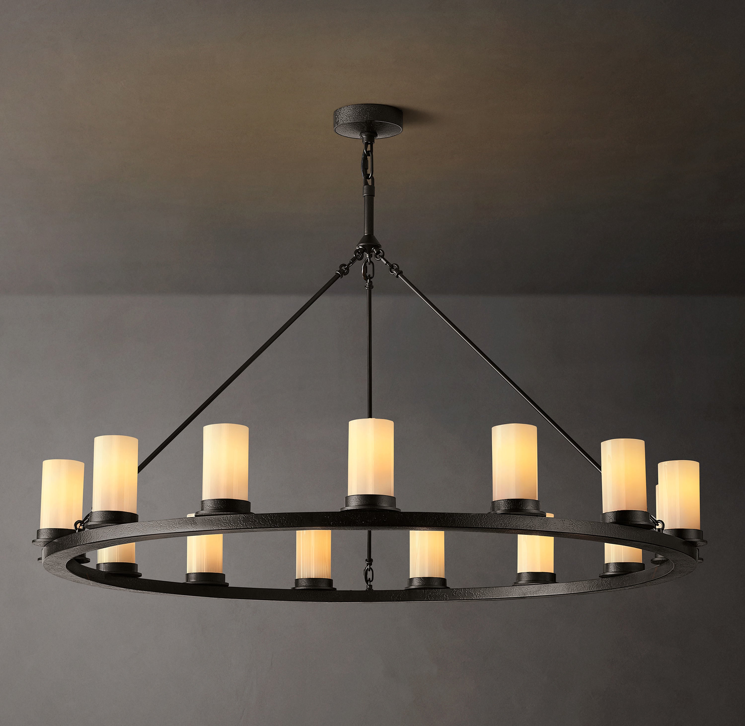 Onder Round Milk Glass Chandelier 48"