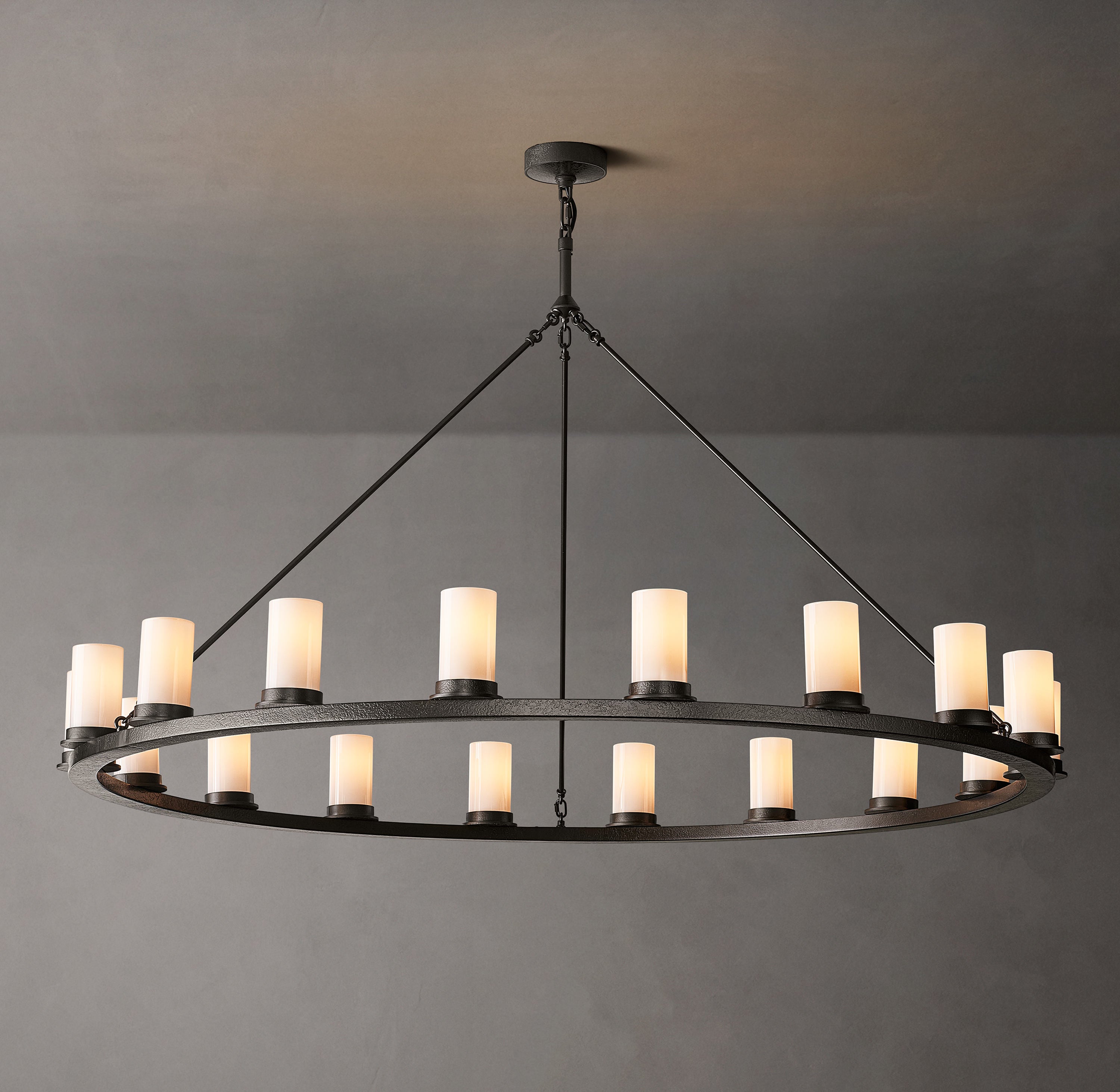Onder Round Milk Glass Chandelier 60"