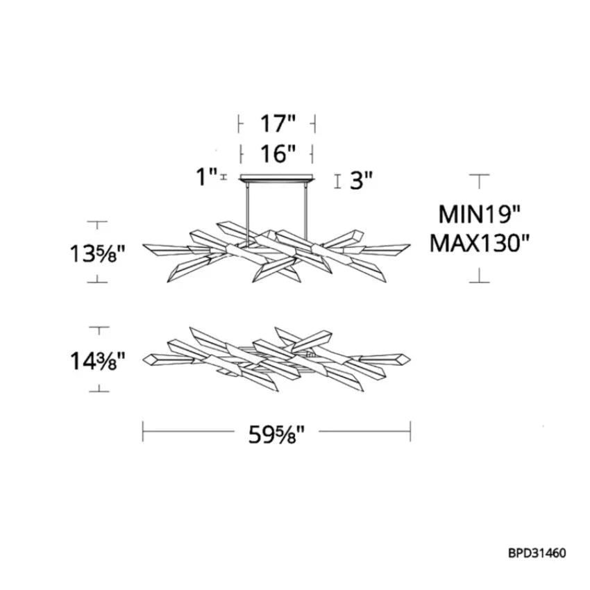 Solitude Rectangular Chandelier 60"