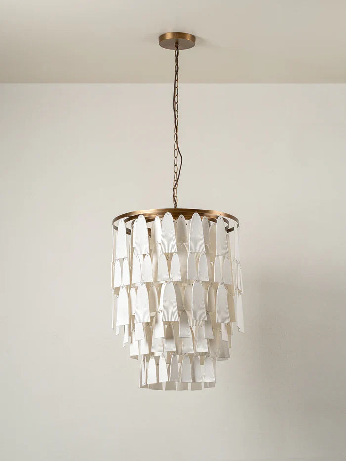 Kaolin - 4 light tiered bronze and porcelain chandelier